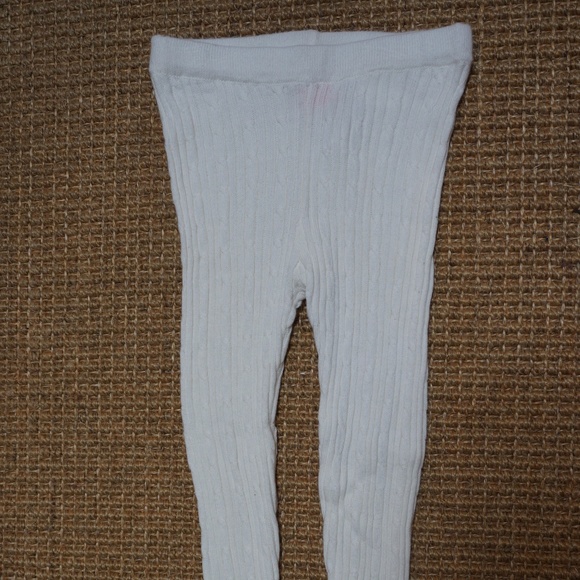 Girls Size 5 Joe Fresh White Cable Knit Leggings - Picture 1 of 3